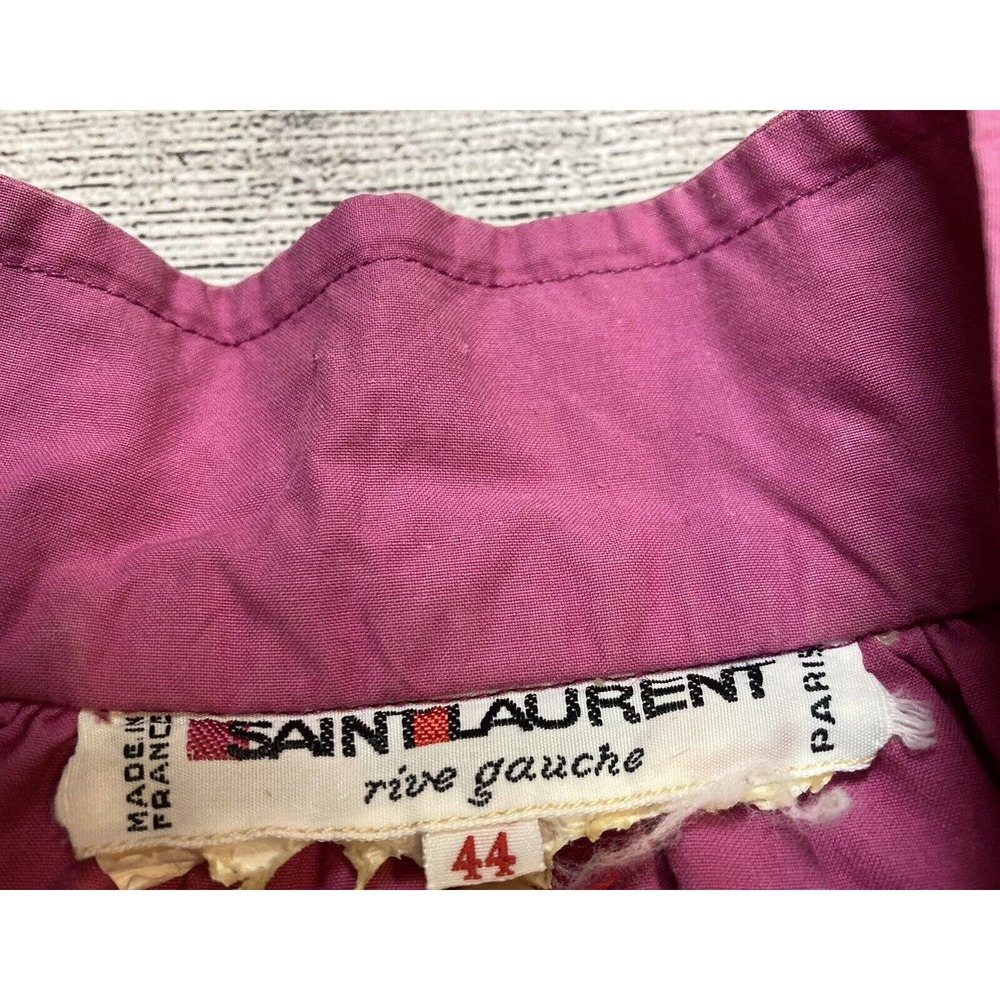 Yves Saint Laurent Rive Gauche Vtg 70’s Peasant Puff Sleeve‎ Smock Dress Sz 44 - Picture 3 of 5